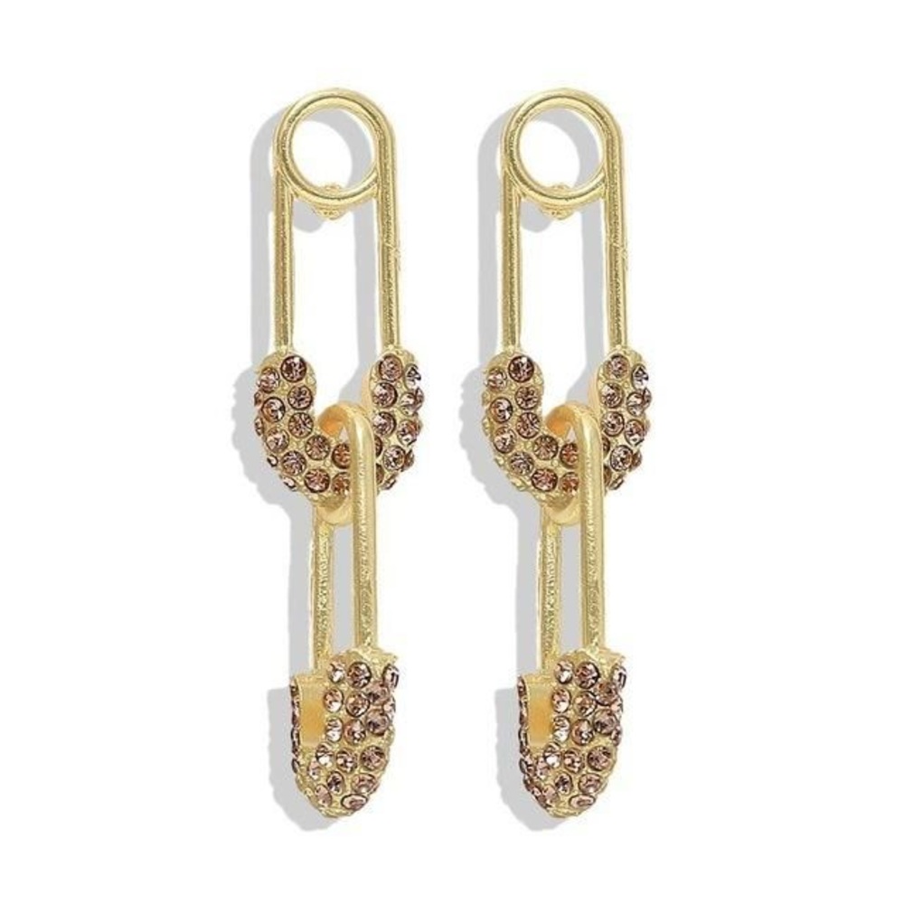 Champagne Gold Plated Paperclip Earrings
